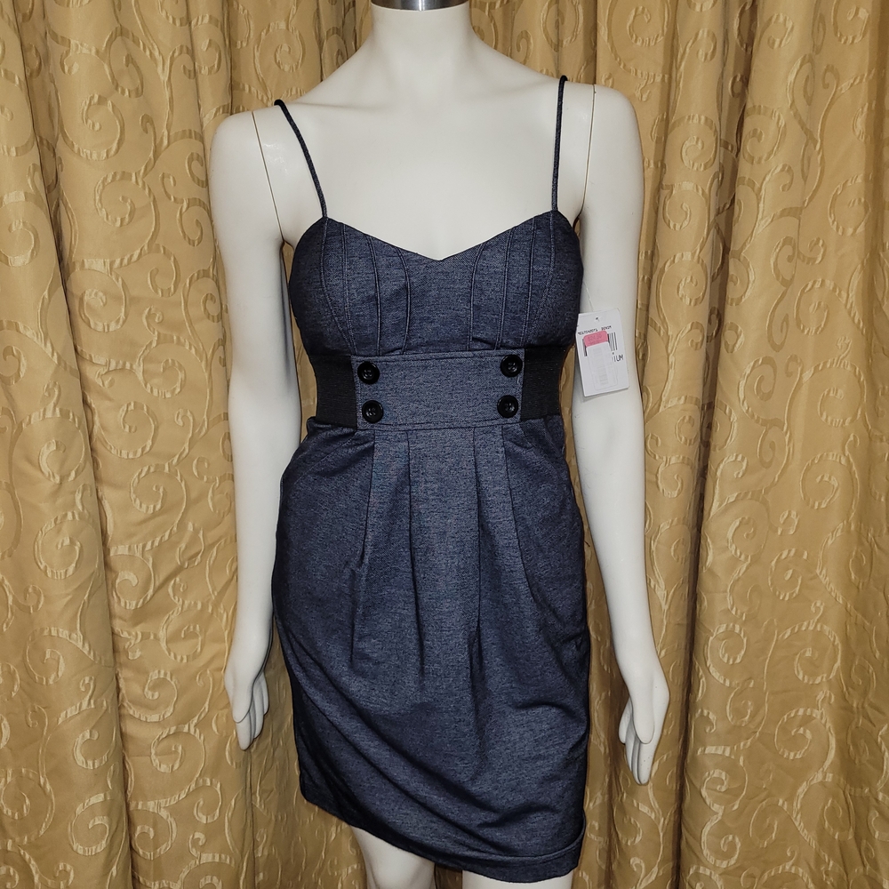 NWT Women's Medium "Jodi Kristopher" Denim Mini Dress w/ Pockets